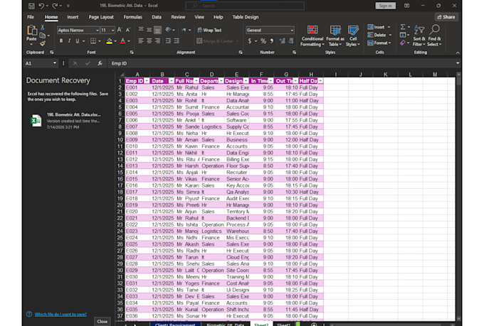 clean, format, merge, split excel data